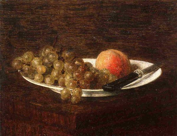 Still Life - Peach and Grapes