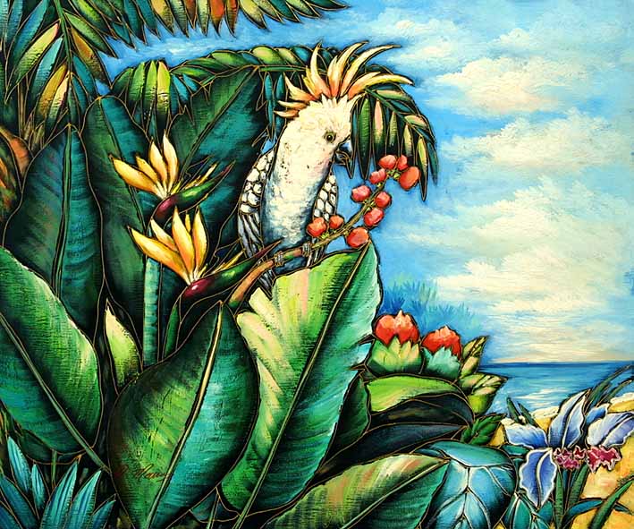 Cockatoo Sitting on a Beach Palm