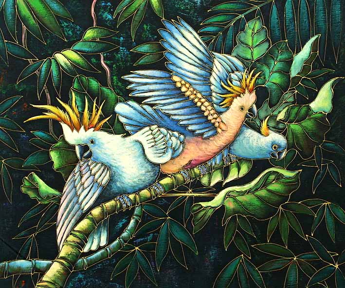 Cockatoos Sitting on a Branch