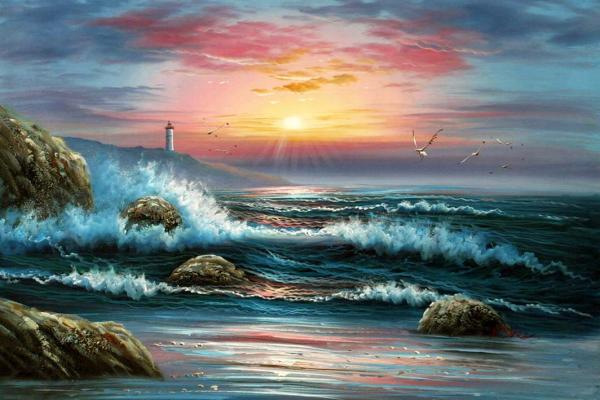 Sunset over lighthouse