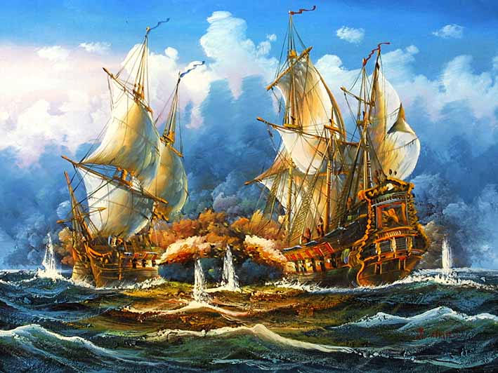 Sea Battle Scene