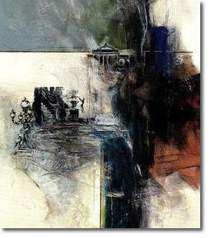 Oriental Architecture , big abstract oil painting