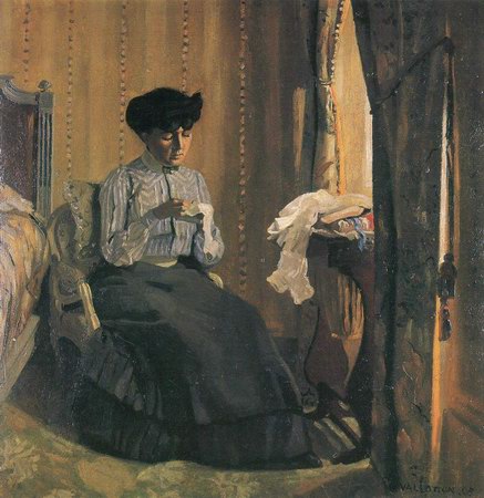 Young sewer at the window