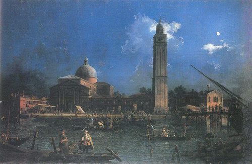 Nocturnal celebration before the church San Pietro