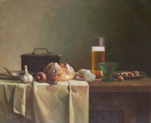 onion, beer, and others Still life paintings