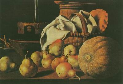 Pear, melon Still life paintings
