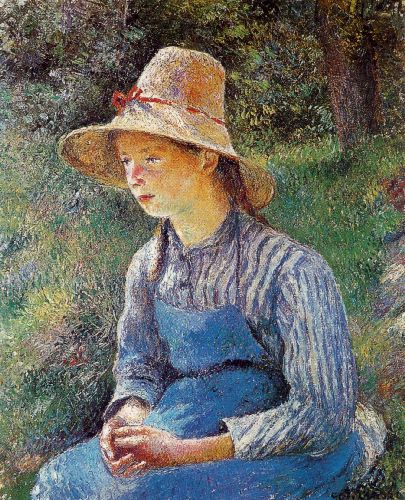 Young Peasant Girl Wearing a Hat