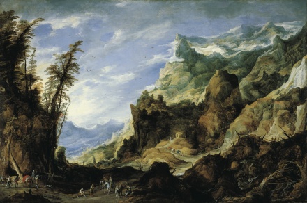 figures presumably by Hans Jordaens III Large Mountain Landscape c 1620