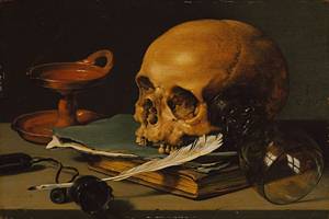 Still Life with a Skull and a Writing Quill 1628