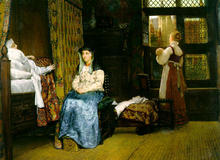 Alma-Tadema Oil Painting Reproductions - A Birth Chamber, Seventeenth Century