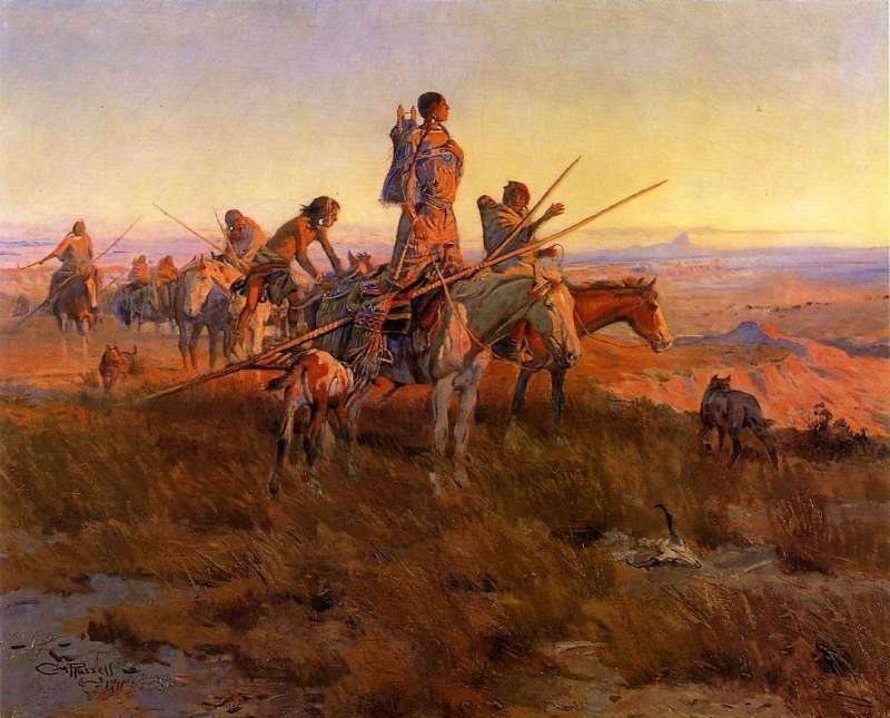 In the Wake of the Bufallo Hunters - Oil Painting Reproduction