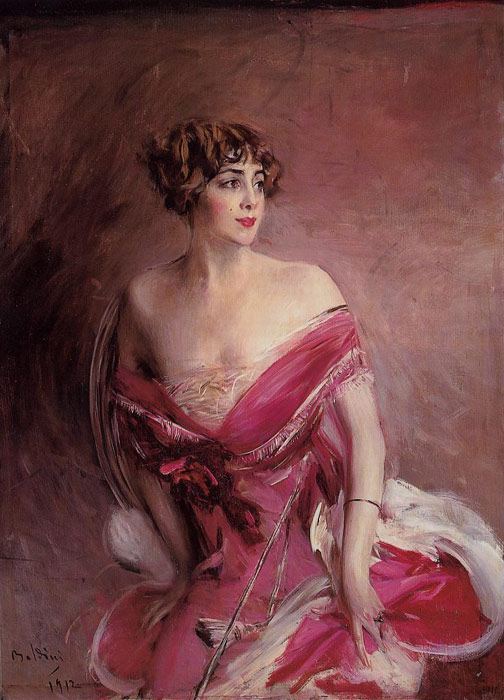 Oil Painting Reproduction of Boldini- Portrait of Mlle de Gillespie, La Dame de Biarritz