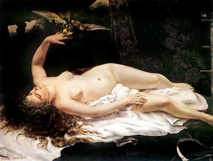 Oil Painting Reproduction of Courbet- Woman with a Parrot