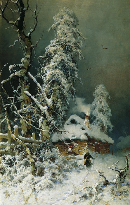 Oil Painting Reproduction of Klever - Winter Landscape with a Village