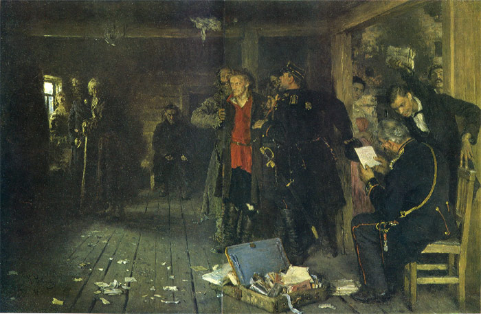 Oil Painting Reproduction of Repin- Agitators Arrest