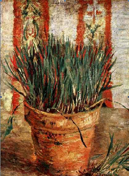 Flowerpot with Chives painting, a vincent van gogh paintings reproduction