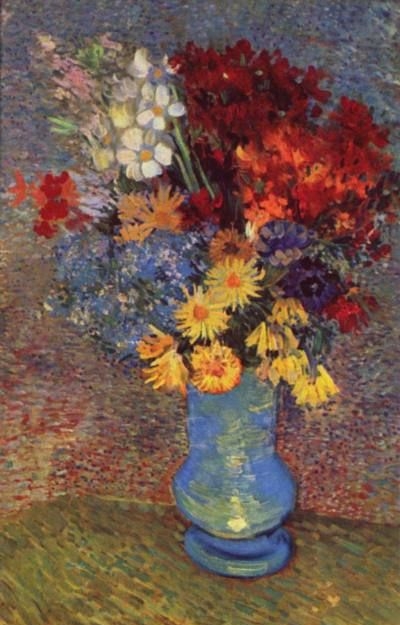 Vase with Daisies and Anemones - Oil Painting Reproduction