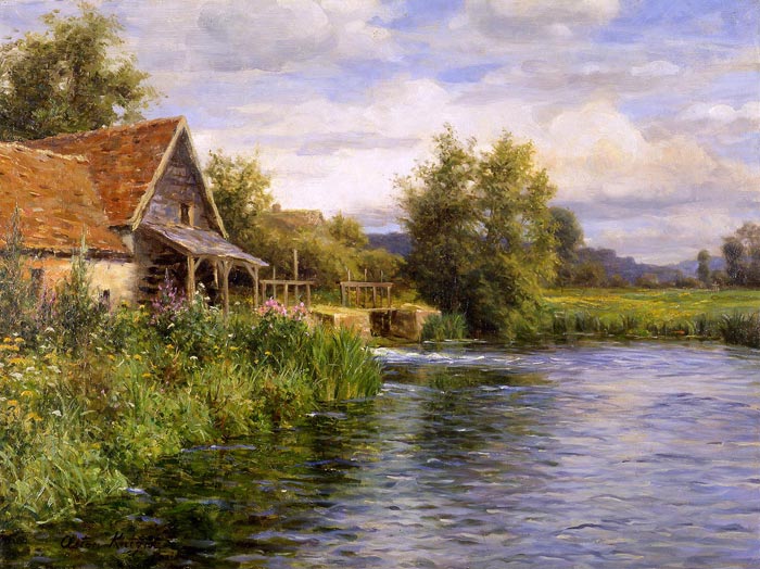 Knight Oil Painting Reproductions - Cottage by the River