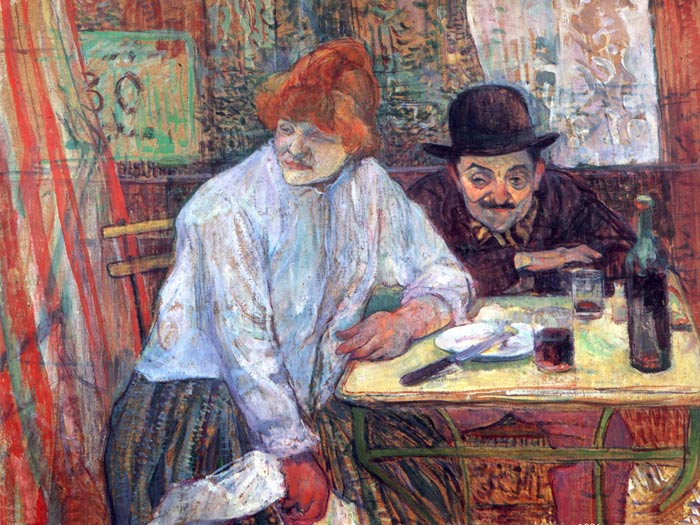 Oil Painting Reproduction of Toulouse- Lautrec- AT the Cafe La Mie