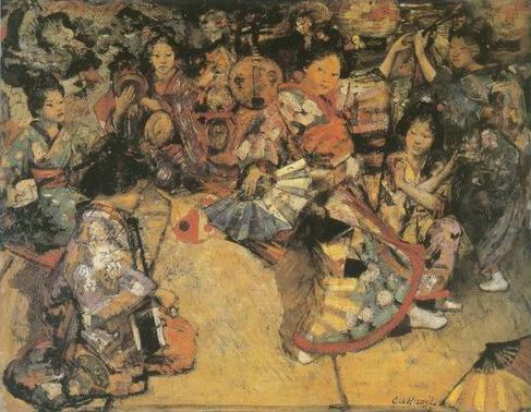 Japanese Dancing Girls painting, a Edward Atkinson Hornel paintings reproduction