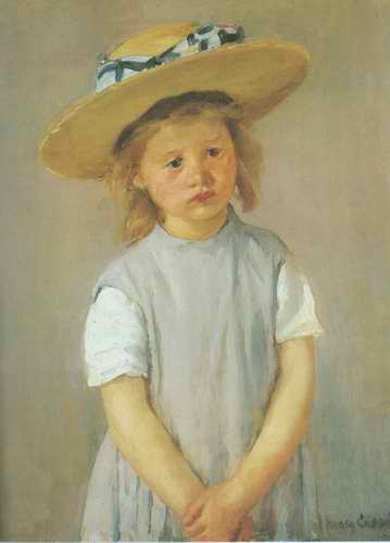Child in a Straw Hat. c. 1886 painting, a Mary Cassatt paintings reproduction, we never sell Child