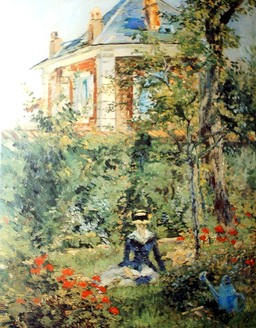 oil painting of a girl in the Garden at Bellevue