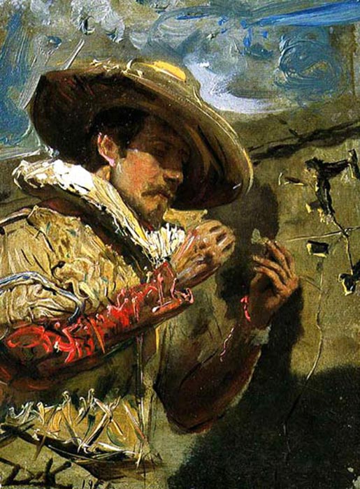 Oil Painting Reproduction of Dali- Character Masquerading in Pinning Up a Butterfly