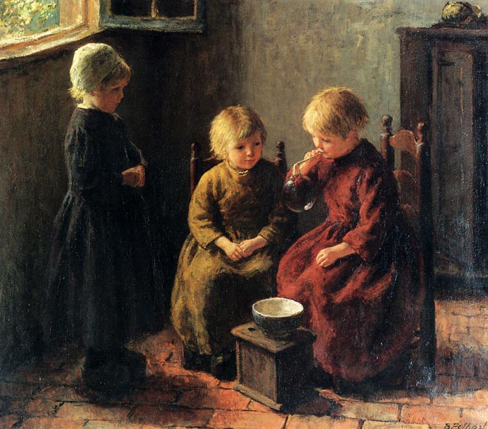 Oil Painting Reproduction of Potthast- Blowing Bubbles
