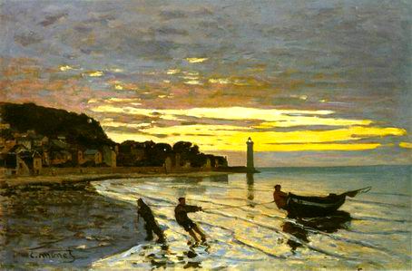 Towing of a Boat at Honfleur 1864 painting, a Claude Monet paintings reproduction, we never sell