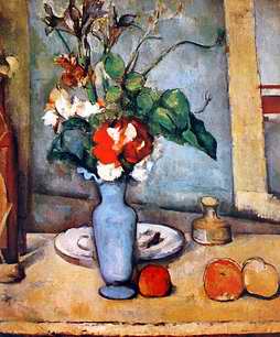 Still life paintings painting of blue vase with flower