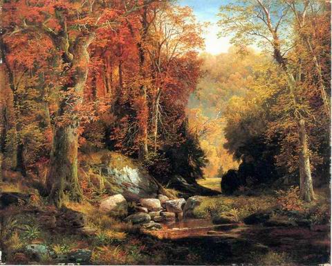 Cresheim Glen, Wissahickon, Autumn painting, a Thomas Moran paintings reproduction, we never sell