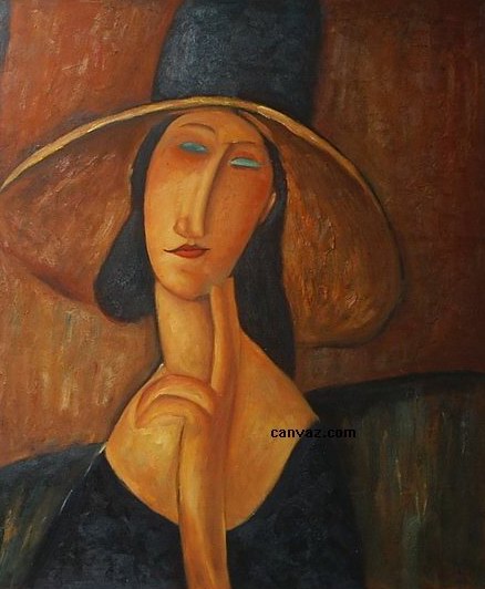 Jeanne Hebuterne in Large Hat painting, a Amedeo Modigliani paintings reproduction, we never sell