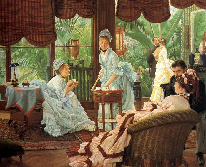 Oil Painting Reproduction of Tissot - In the Conservatory