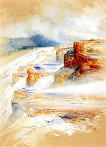 The Hot Springs of Gardiners River, Dianas Baths painting, a Thomas Moran paintings reproduction, we