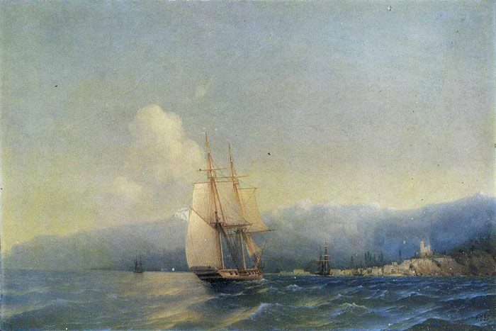 Aivazovsky Oil Painting Reproductions - Capture of the Turkish Transport Mersina