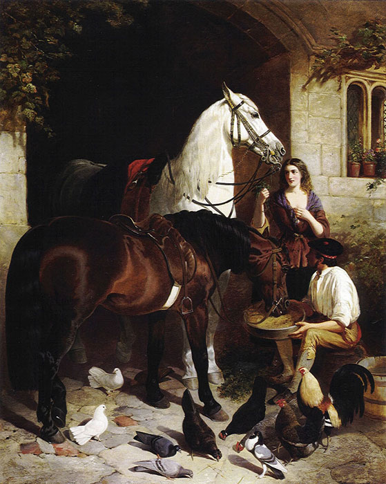 Herring Oil Painting Reproductions- Feeding the Arab