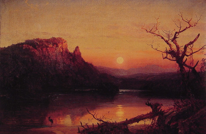 Oil Painting Reproduction of Cropsey- Sunset Eagle Cliff New Hampshire