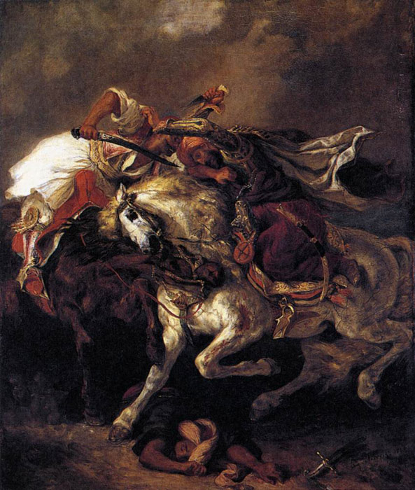 Oil Painting Reproduction of Delacroix- Combat of the Giaour and the Pasha