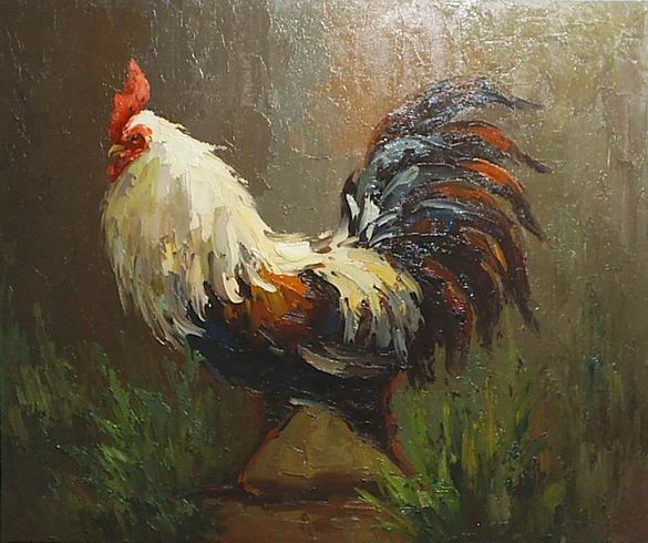rooster painting, a palette knife paintings reproduction, we never sell rooster poster