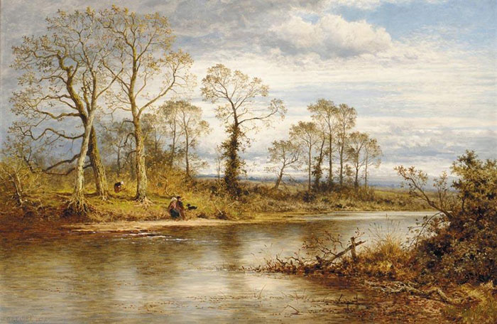 Oil Painting Reproduction of Leader Benjamin Williams - An English River in Autumn