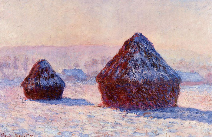 Monet Oil Painting Reproductions - Grainstacks in the Morning, Snow Effect