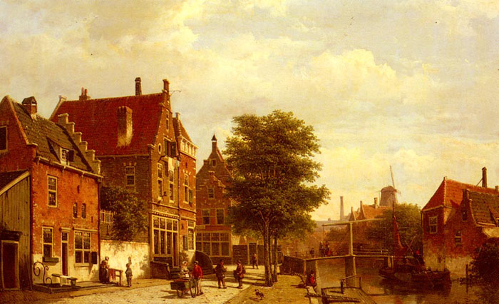 Koekkoek Oil Painting Reproductions - Along The Canal