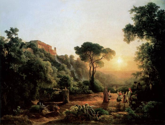 Marko Reproductions - Landscape near Tivoli with Vintager Scens