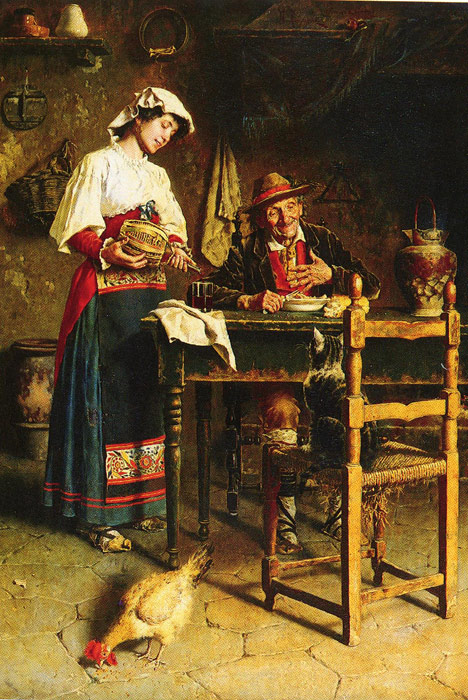 Eugenio Zampighi Oil Painting Reproductions - The Dinner Guest