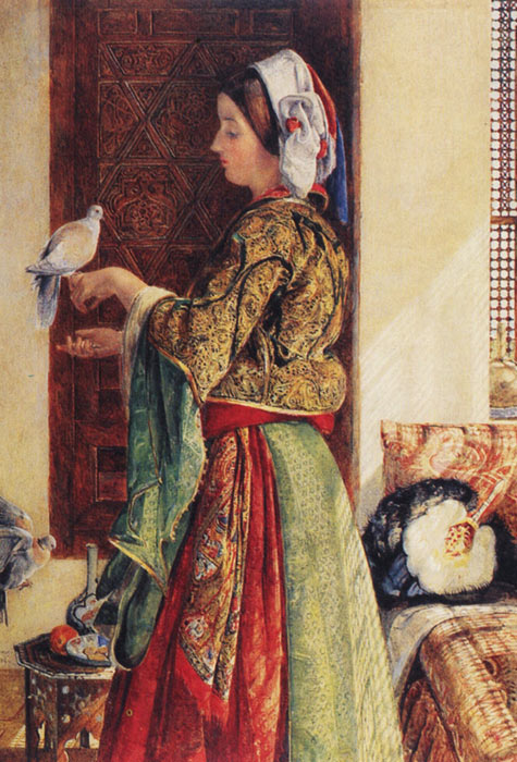 Lewis Oil Painting Reproductions - Girl with Two Caged Doves