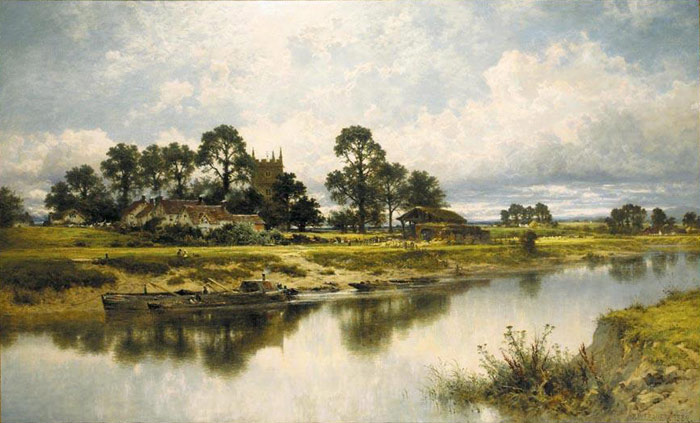 Oil Painting Reproduction of Leader- Severn Side, Sabrinas Stream at Kempsey on the River Severn