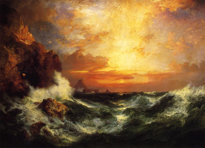 Oil Painting Reproduction of Moran- Sunset near Lands End, Cornwall England