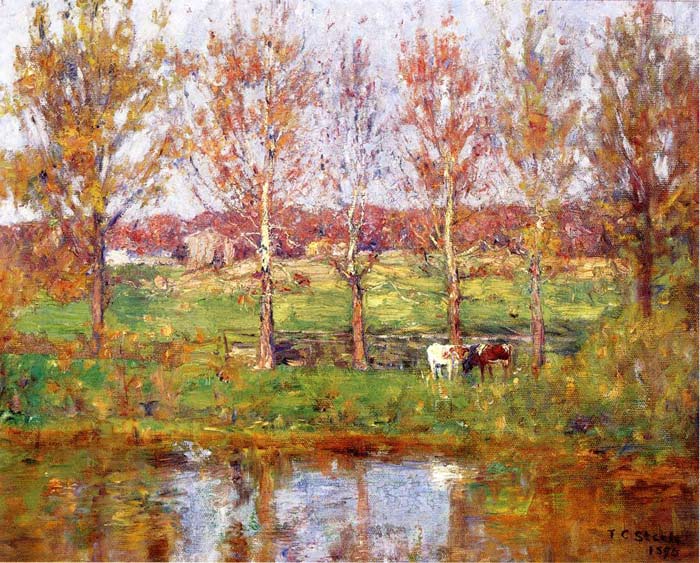 Steele Oil Painting Reproductions - Cows by the Stream