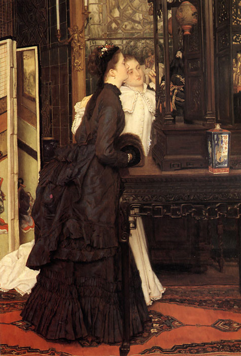 Tissot Oil Painting Reproductions - Young Ladies Looking at Japanese Objects