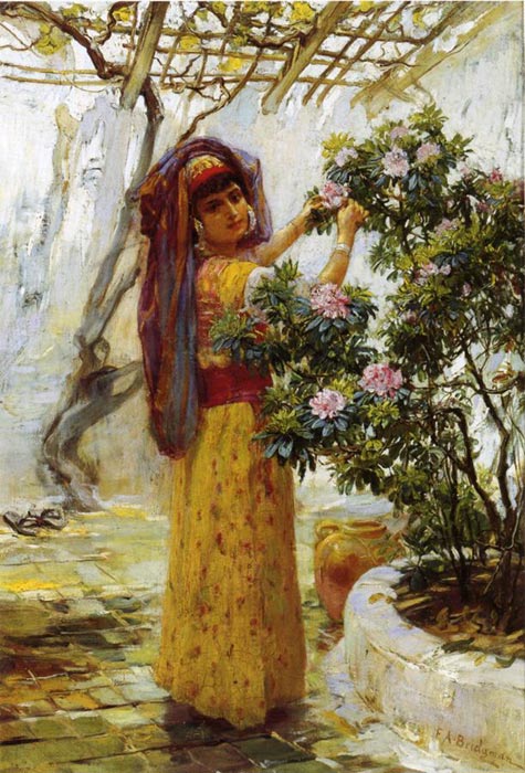 Oil Painting Reproduction of Bridgeman- In the Courtyard